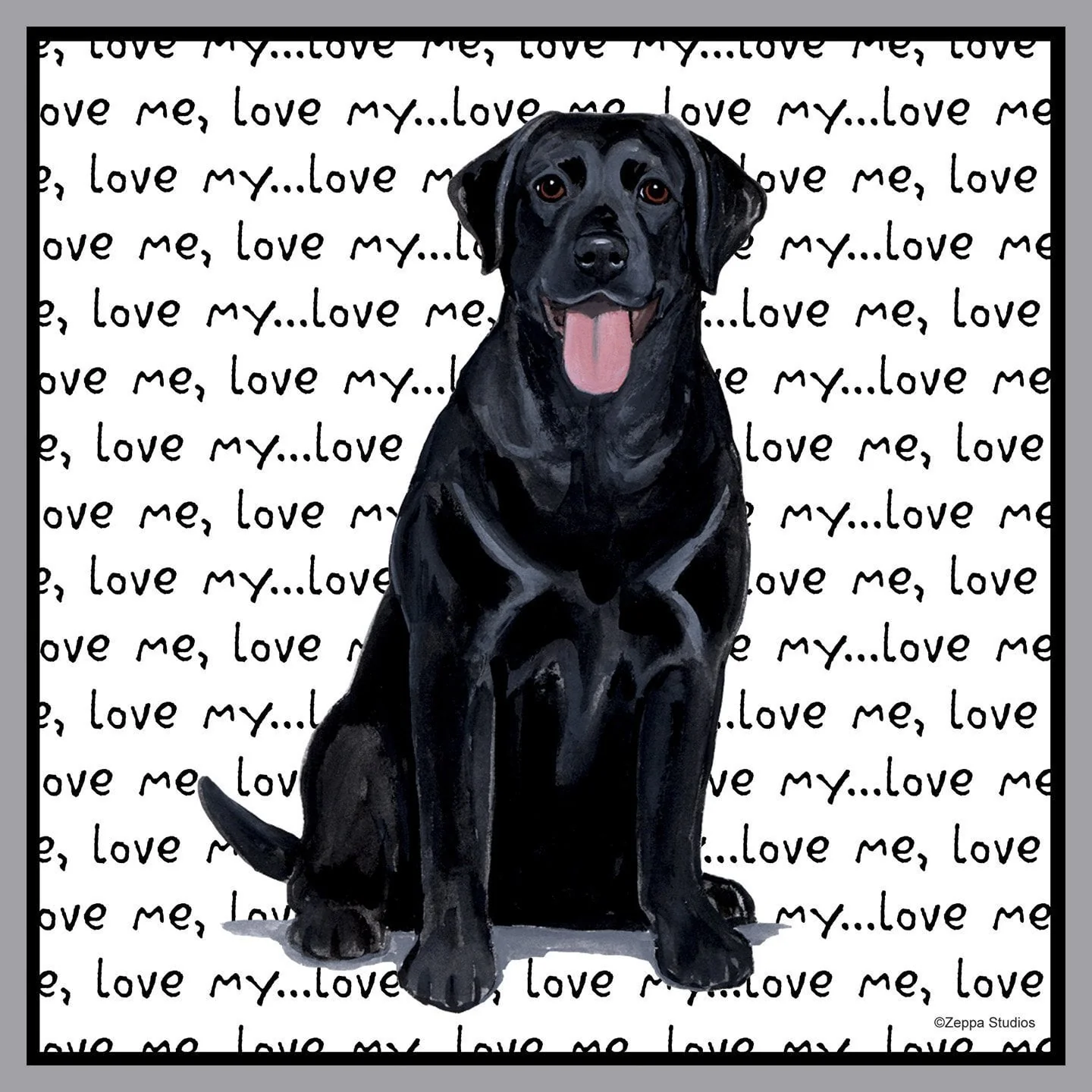 Black Labrador Retriever Love Text - Adult Unisex Hoodie Sweatshirt - Image 2