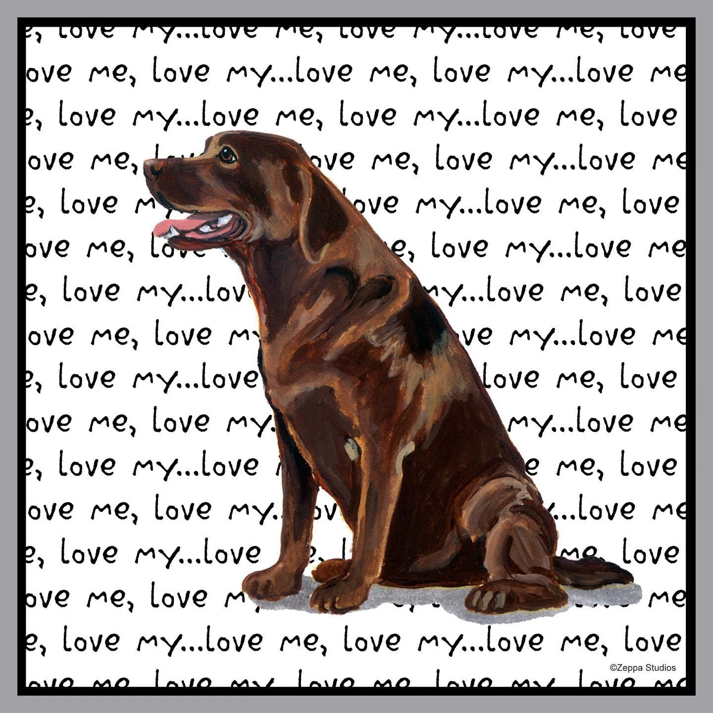 Chocolate Labrador Retriever Love Text - Adult Unisex Hoodie Sweatshirt - Image 2