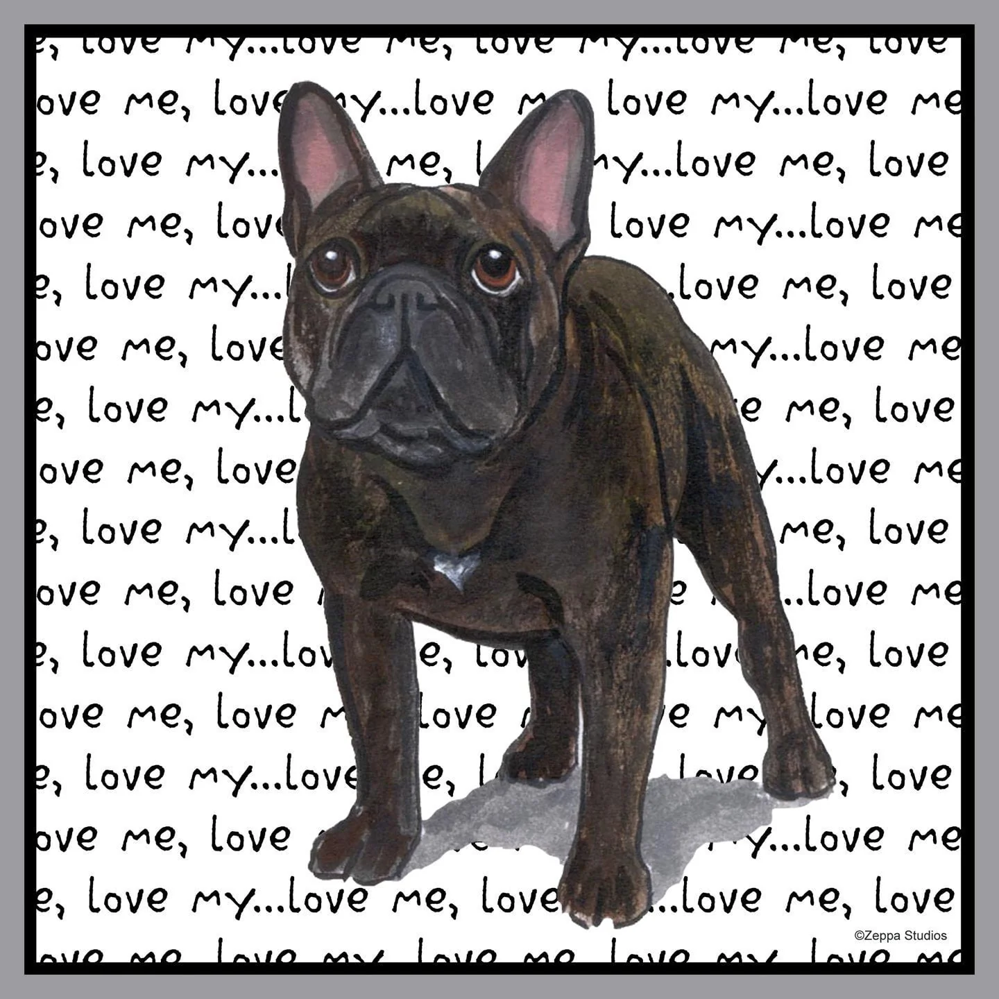 French Bulldog Love Text - Adult Unisex Hoodie Sweatshirt - Image 2