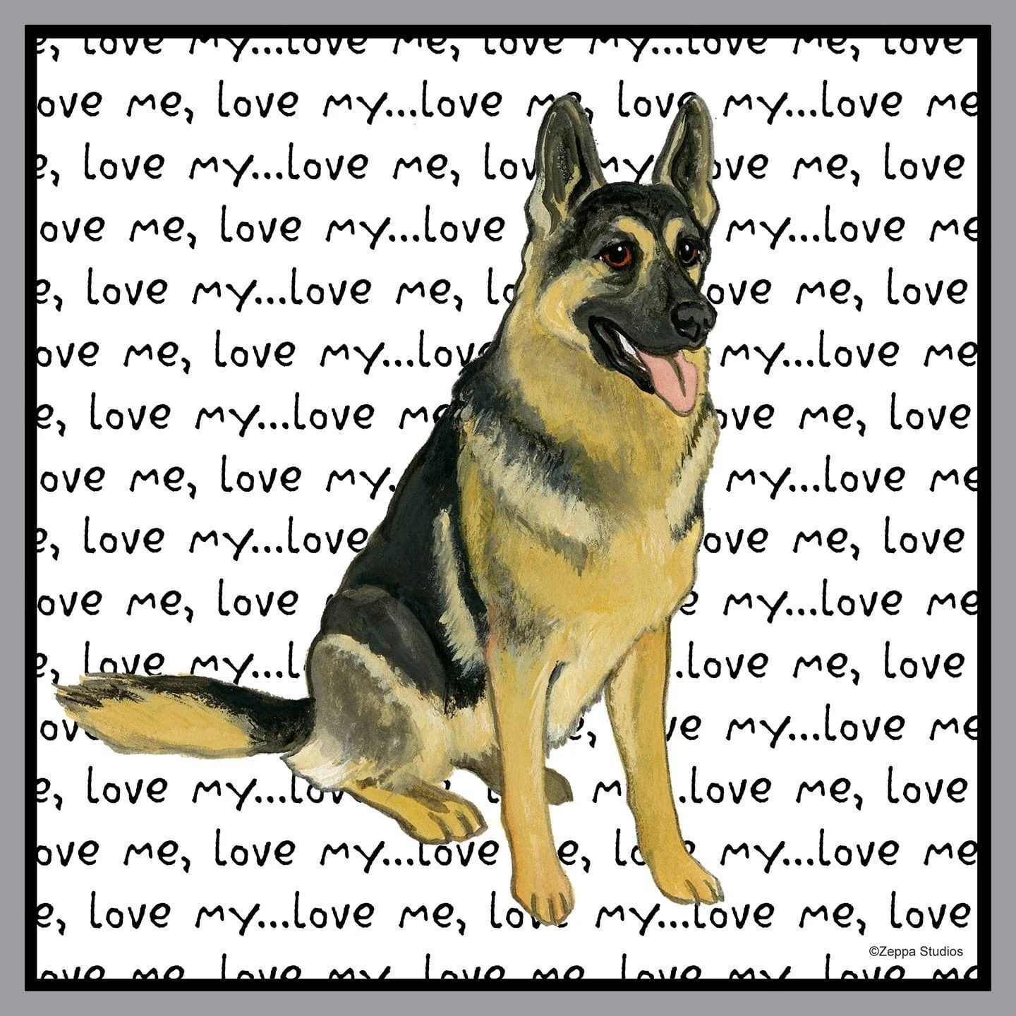 German Shepherd  Dog Love Text  - Adult Unisex T-Shirt - Image 2