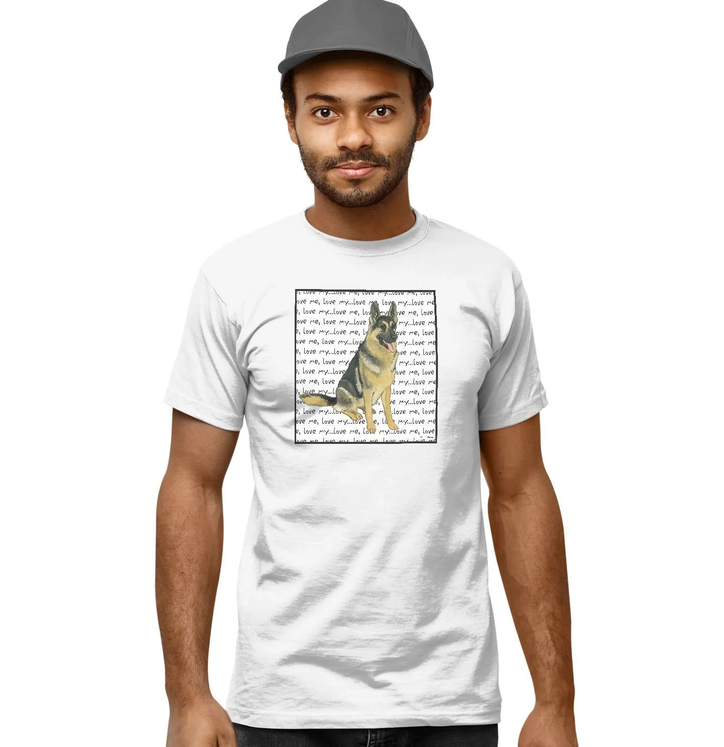 German Shepherd  Dog Love Text  - Adult Unisex T-Shirt - Image 4