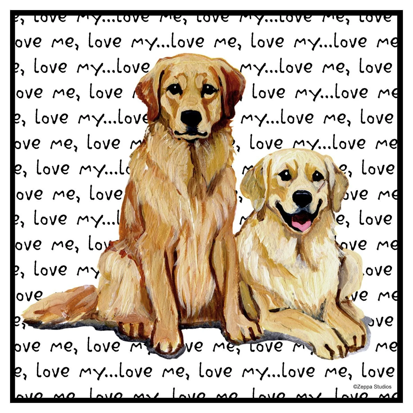 Golden Retriever Love Text - Adult Unisex Hoodie Sweatshirt - Image 2