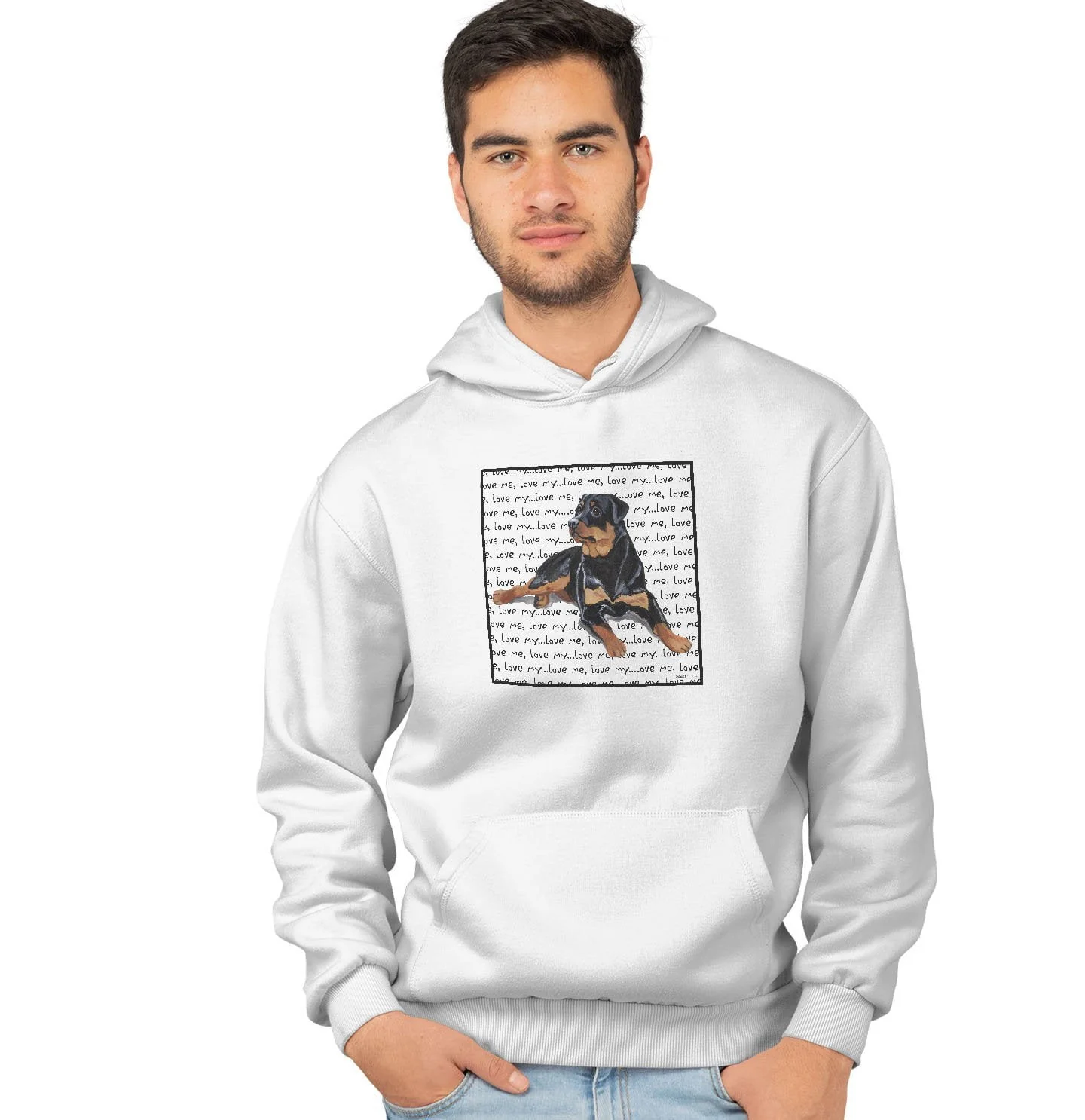Rottweiler Love Text  - Adult Unisex Hoodie Sweatshirt - Image 3