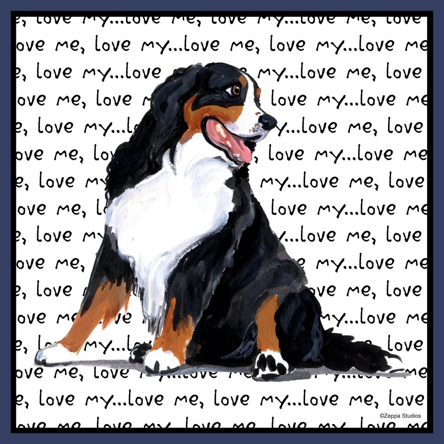 Bernese Mountain Dog Love Text - Adult Unisex Hoodie Sweatshirt - Image 2