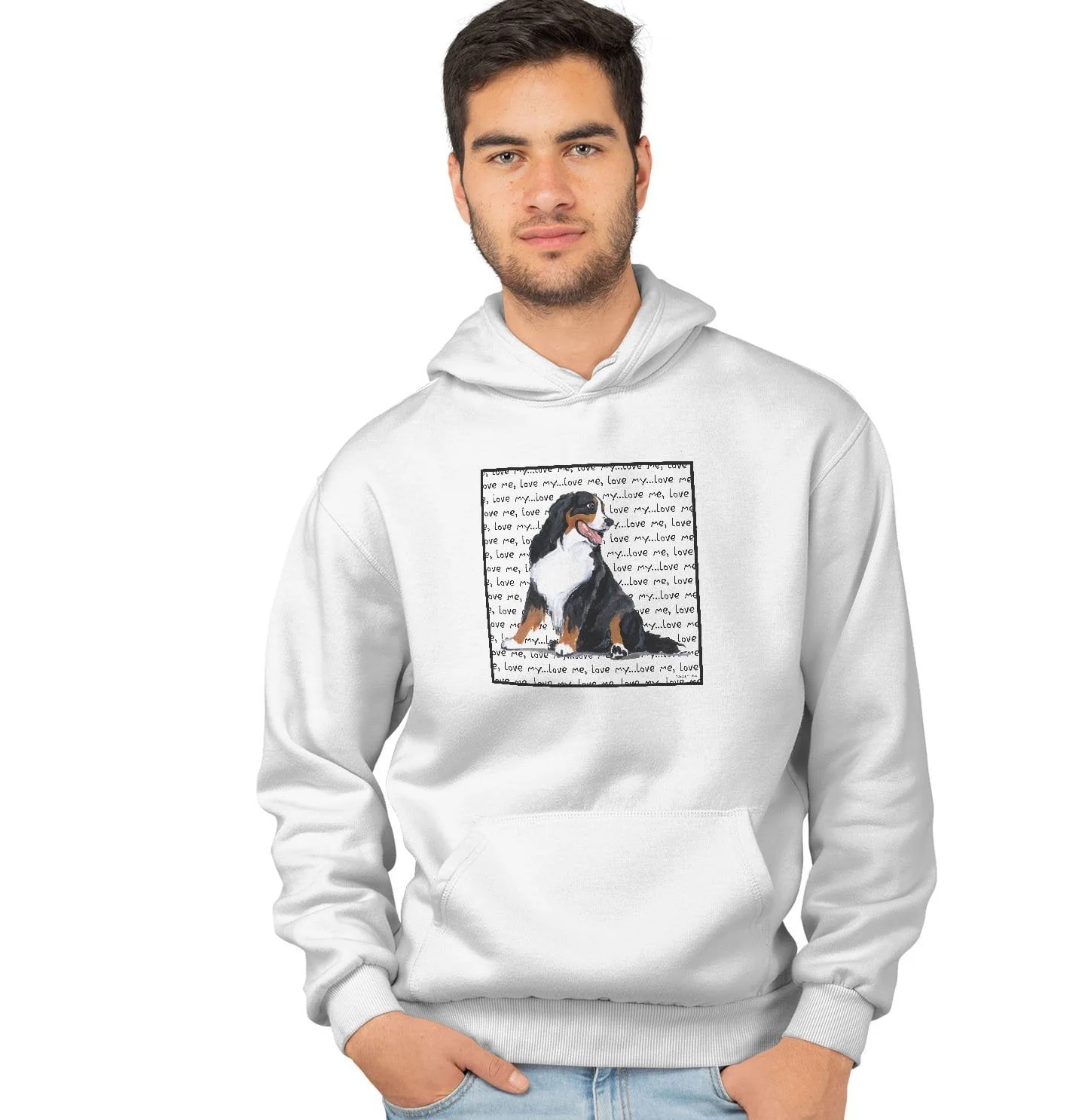 Bernese Mountain Dog Love Text - Adult Unisex Hoodie Sweatshirt - Image 4