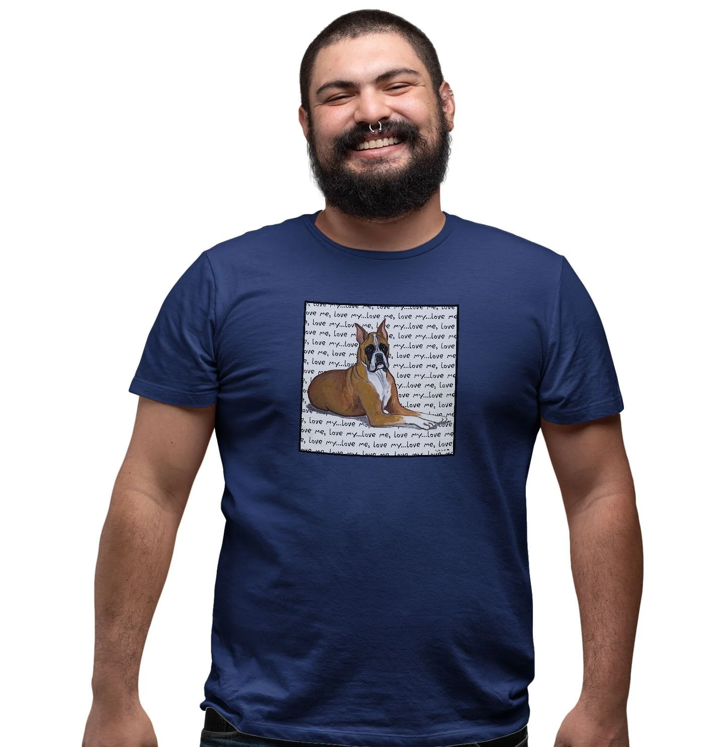 Boxer Love Text - Adult Unisex T-Shirt - Image 3