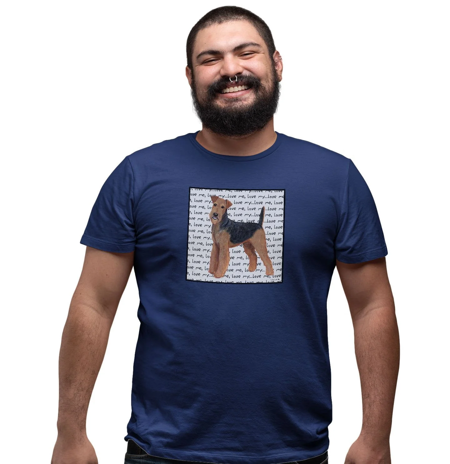 Airedale Terrier Love Text - Adult Unisex T-Shirt - Image 3