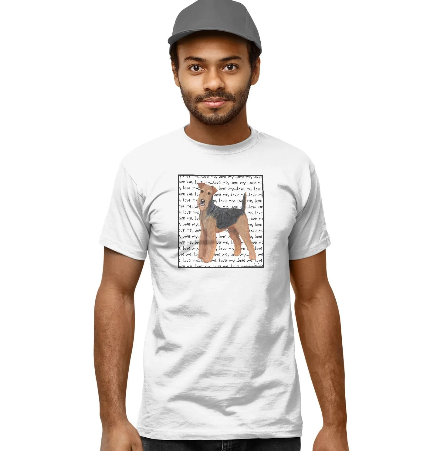 Airedale Terrier Love Text - Adult Unisex T-Shirt - Image 5