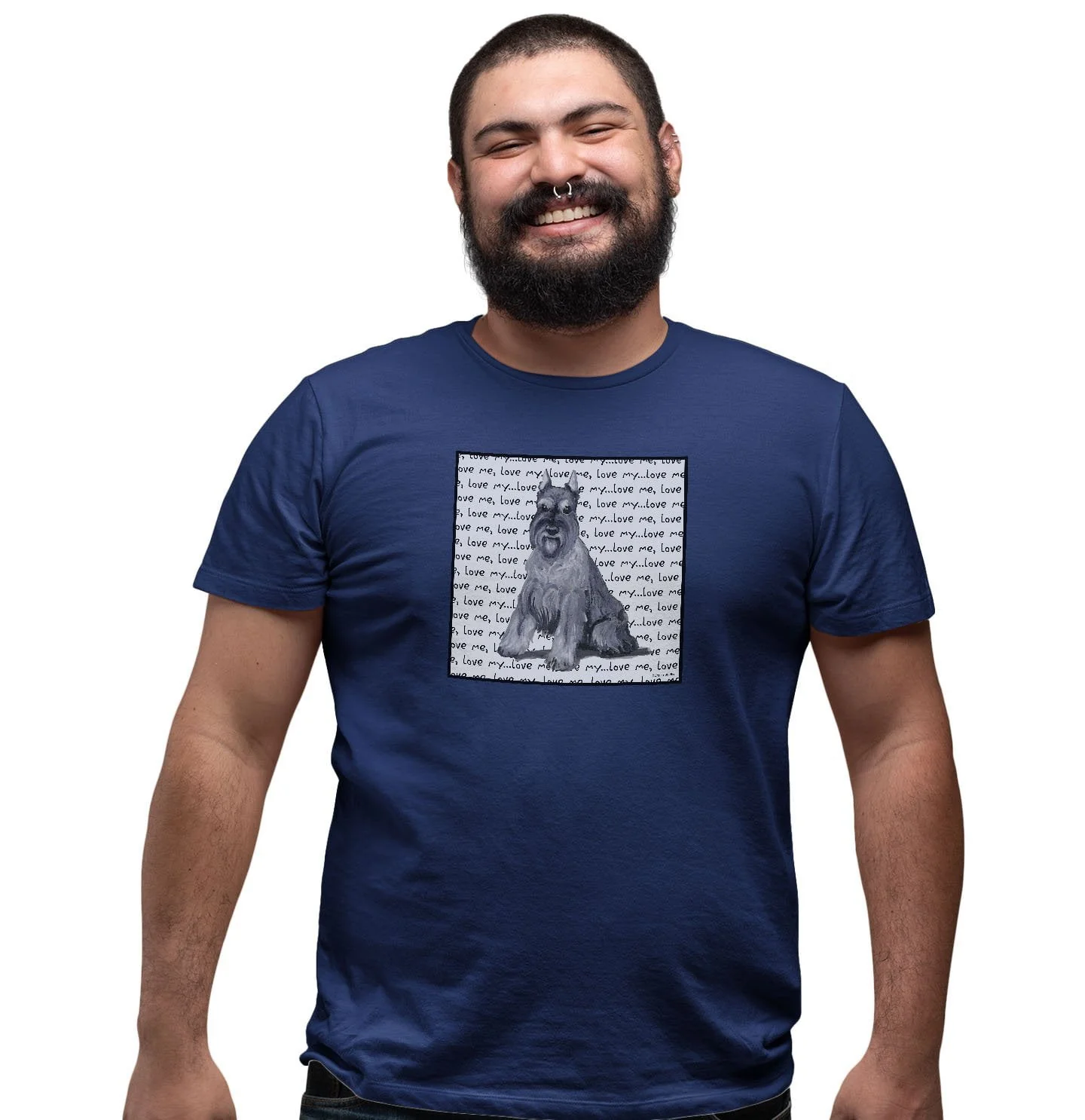 Schnauzer Love Text - Adult Unisex T-Shirt - Image 4