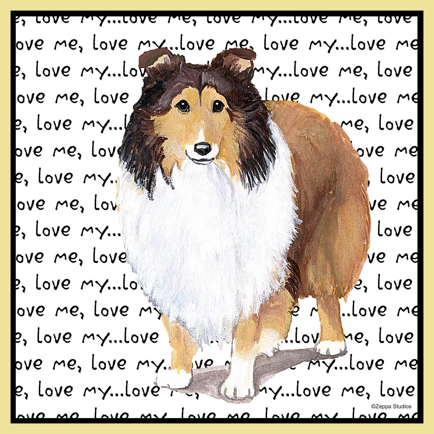 Shetland Sheepdog Love Text - Adult Unisex T-Shirt - Image 2