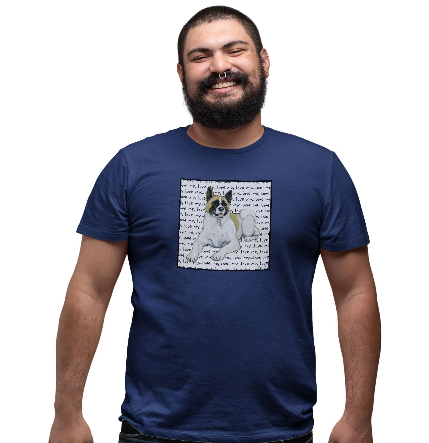 Akita Love Text - Adult Unisex T-Shirt - Image 3