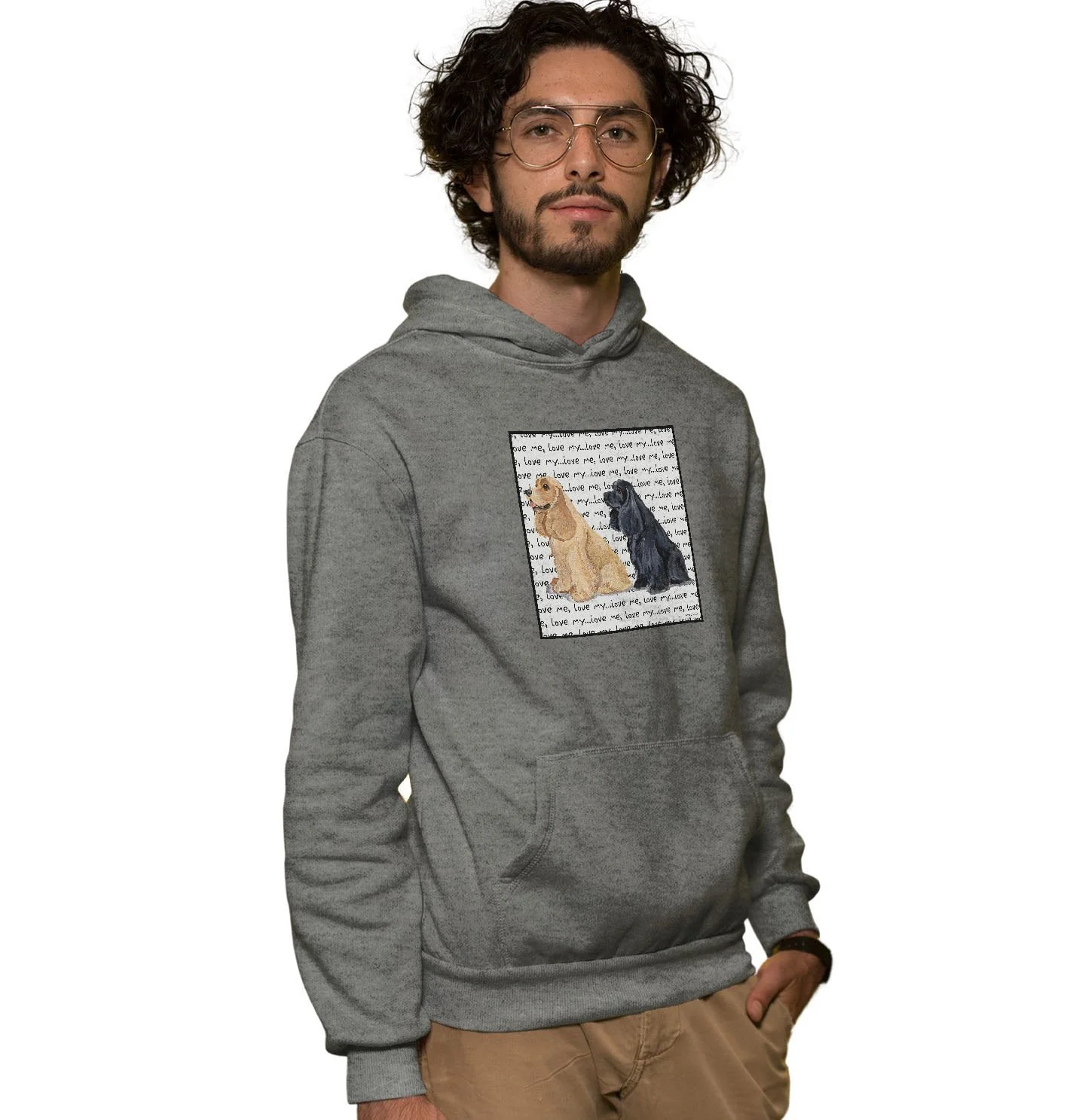 Cocker Spaniel Love Text - Adult Unisex Hoodie Sweatshirt