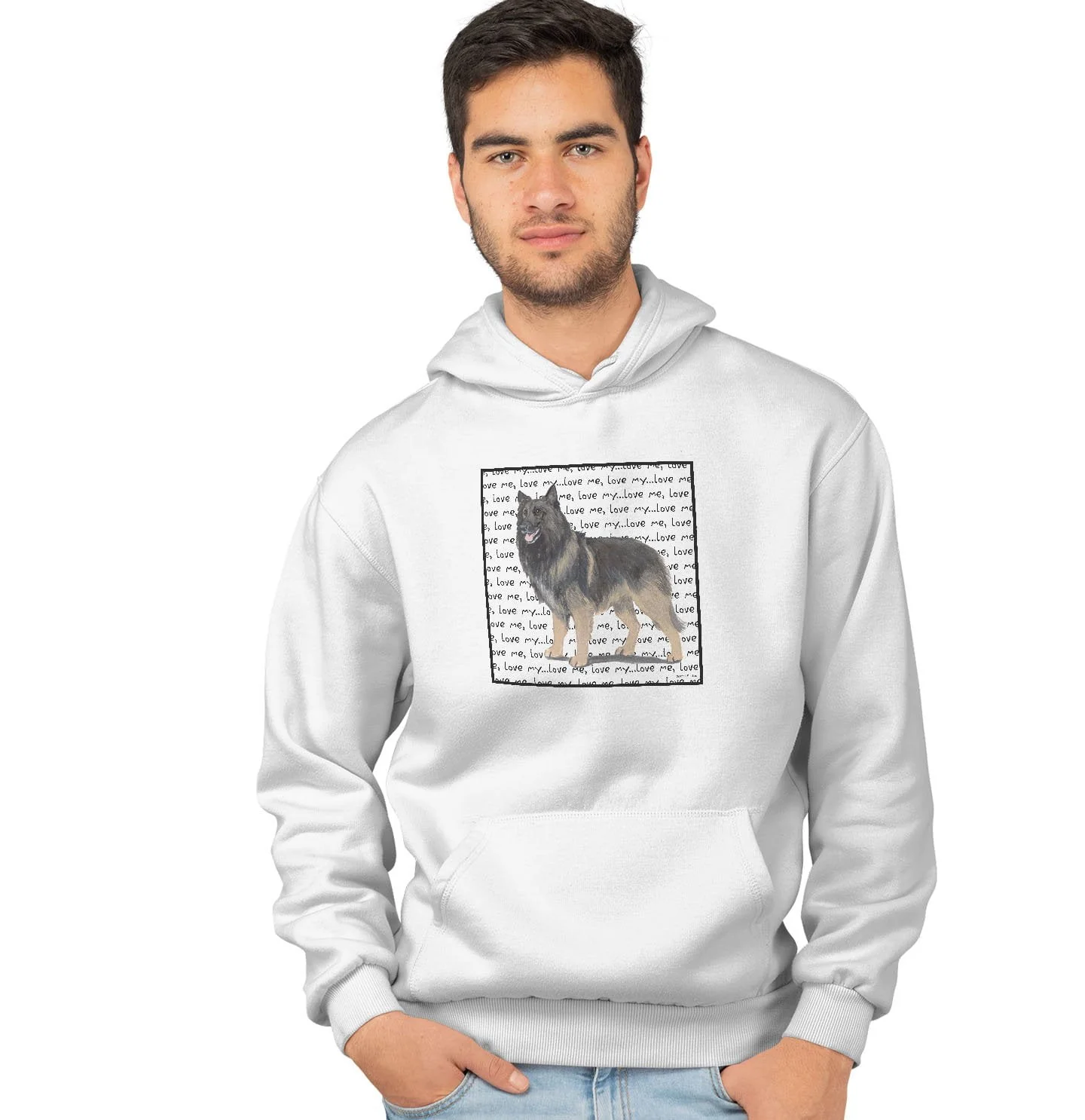 Belgian Tervuren Love Text - Adult Unisex Hoodie Sweatshirt - Image 4