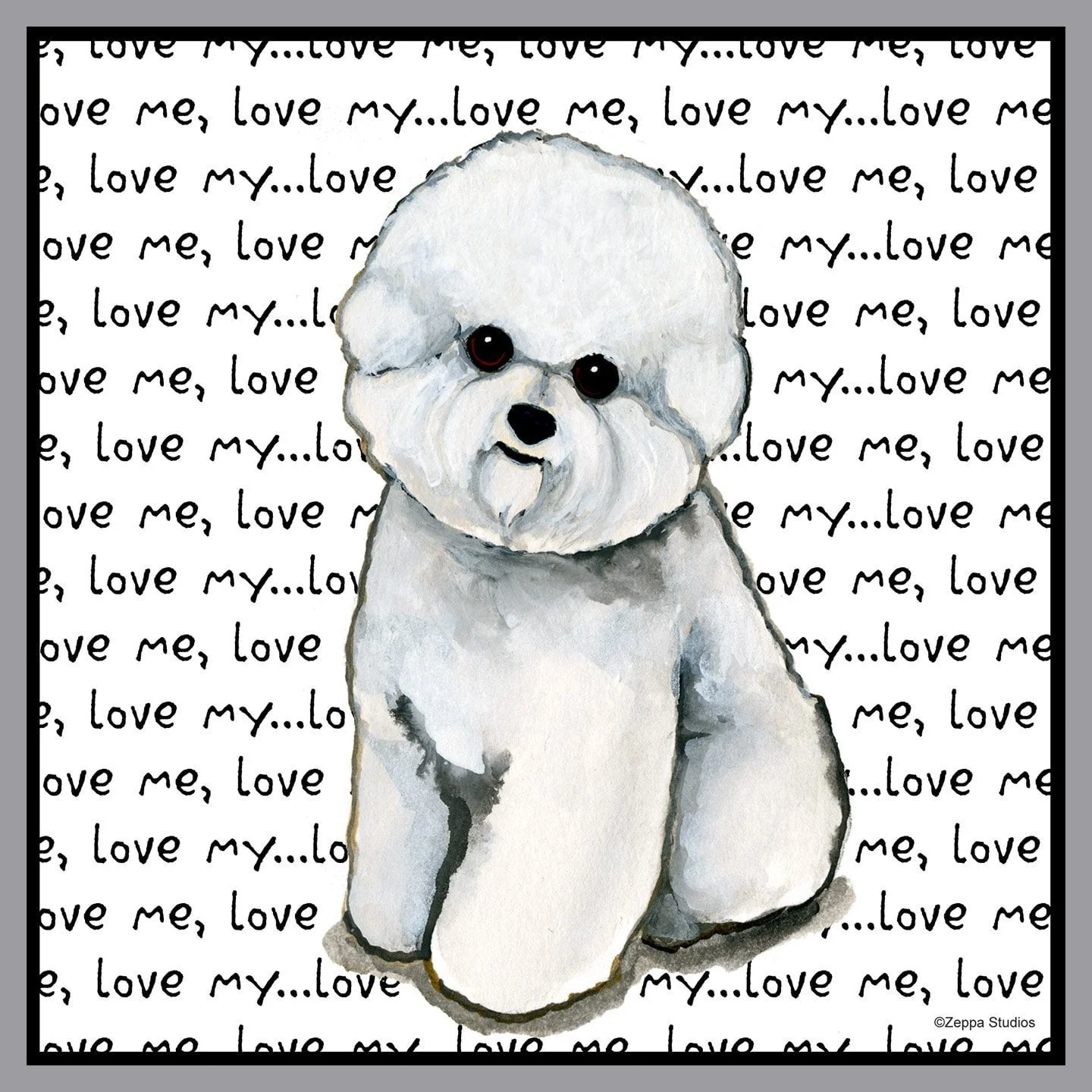 Bichon Frise Love Text - Adult Unisex Hoodie Sweatshirt - Image 2