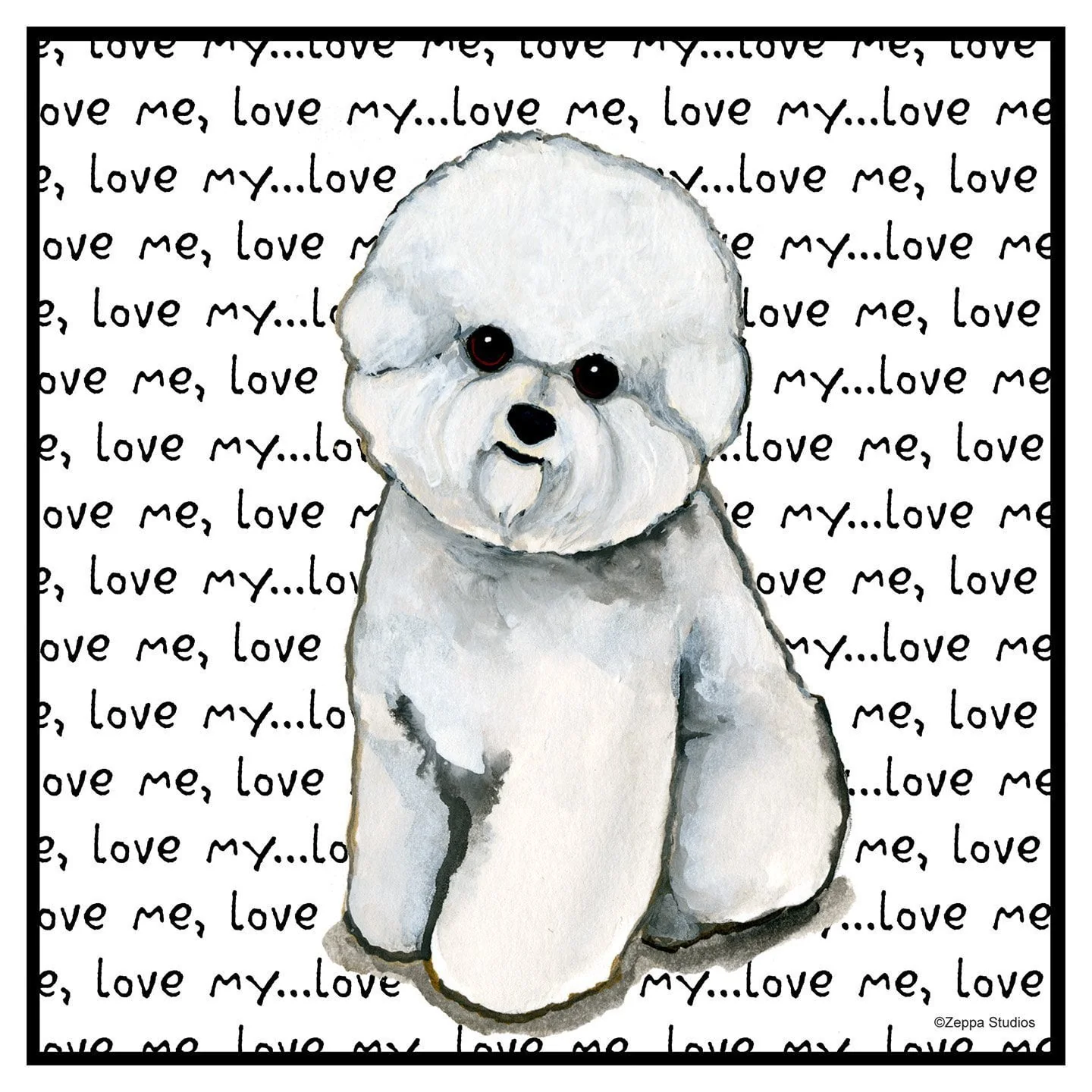 Bichon Frise Love Text - Adult Unisex T-Shirt - Image 2