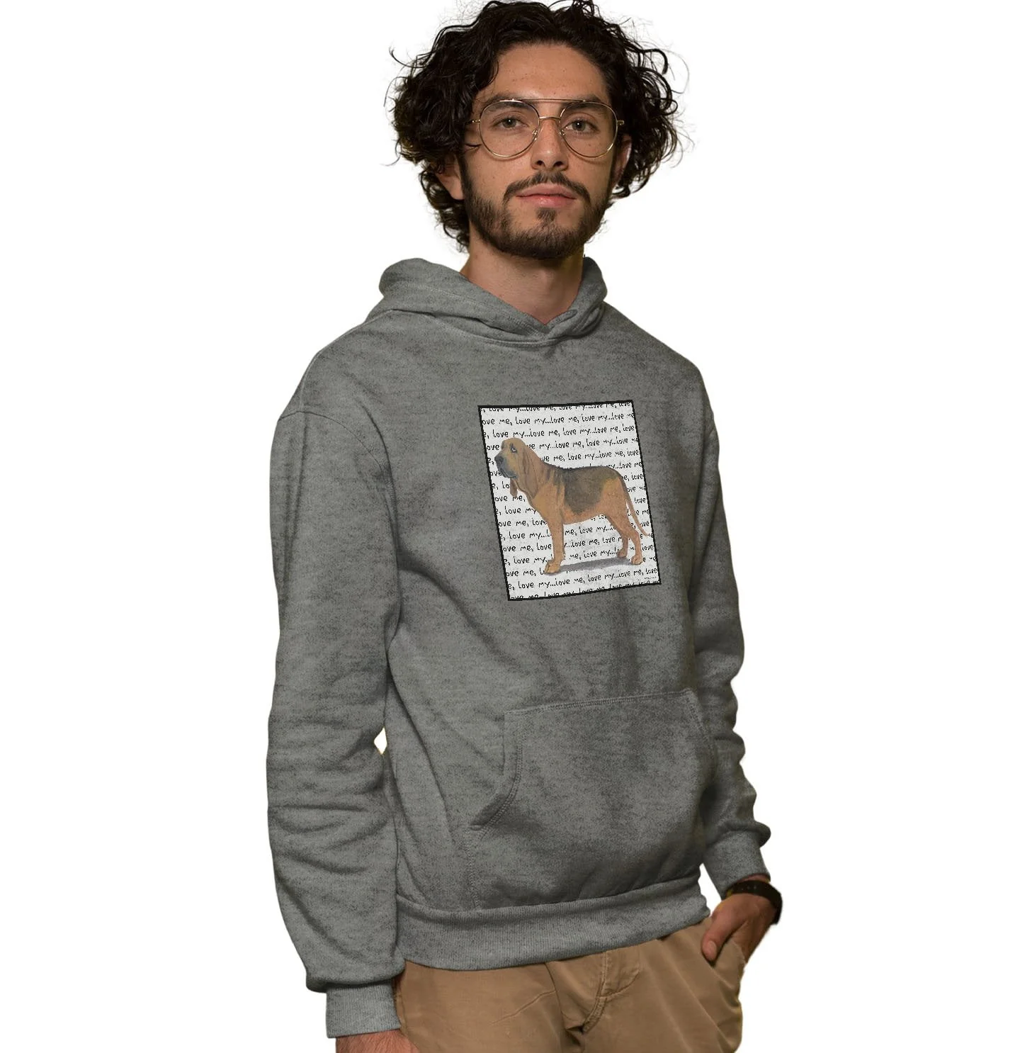 Bloodhound Love Text - Adult Unisex Hoodie Sweatshirt - Image 3