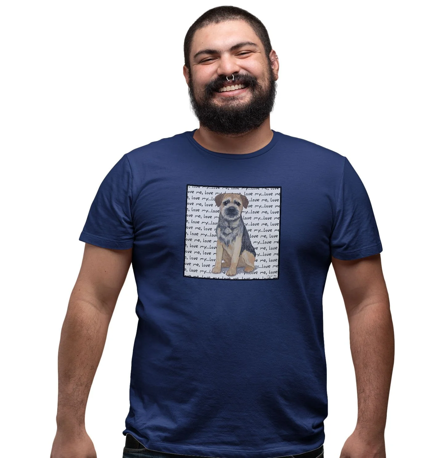 Border Terrier Love Text - Adult Unisex T-Shirt - Image 5