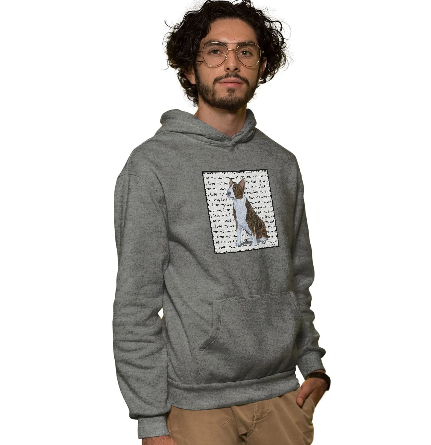 Bull Terrier Love Text - Adult Unisex Hoodie Sweatshirt - Image 3