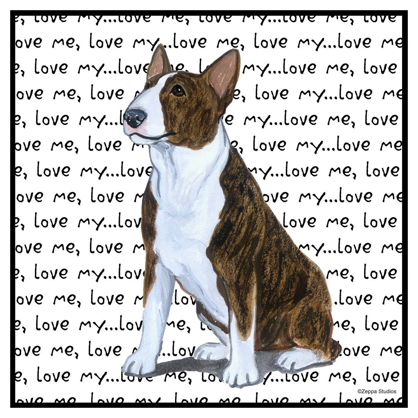 Bull Terrier Love Text - Adult Unisex T-Shirt - Image 2
