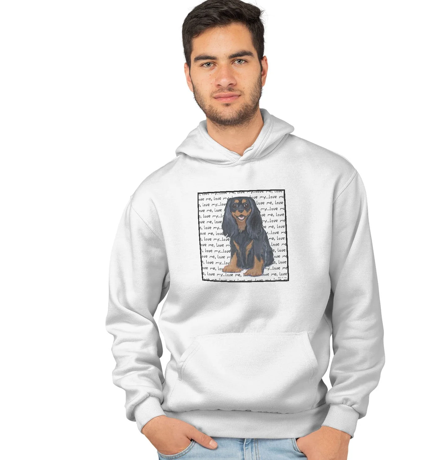 Black & Tan Cavalier King Charles Spaniel Love Text - Adult Unisex Hoodie Sweatshirt - Image 4
