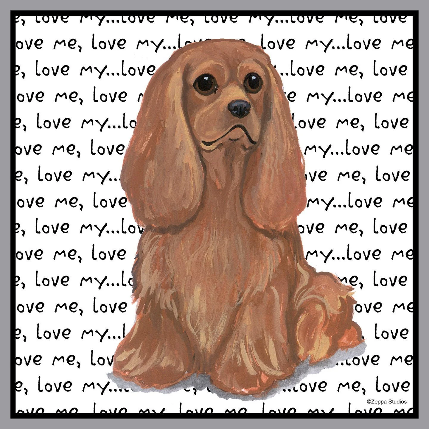 Ruby Cavalier King Charles Spaniel Love Text - Adult Unisex T-Shirt - Image 2