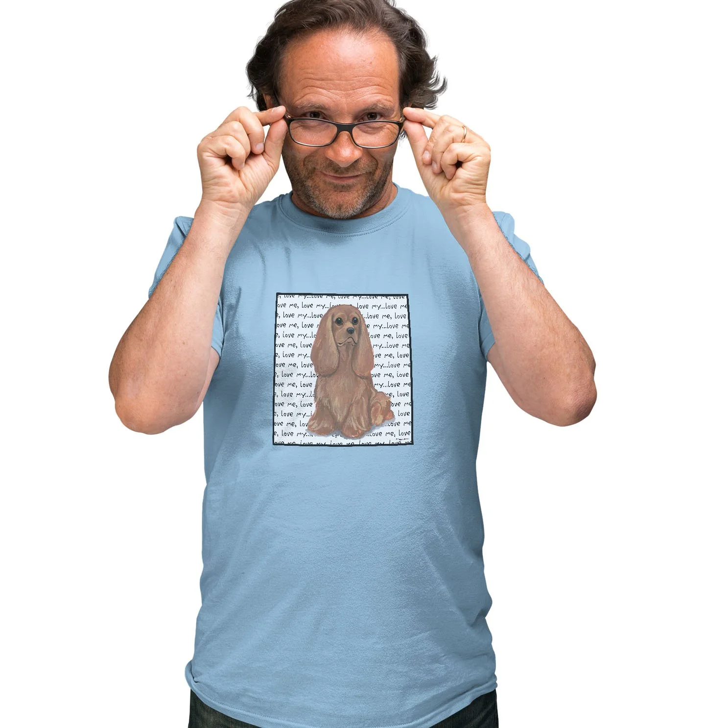 Ruby Cavalier King Charles Spaniel Love Text - Adult Unisex T-Shirt - Image 3