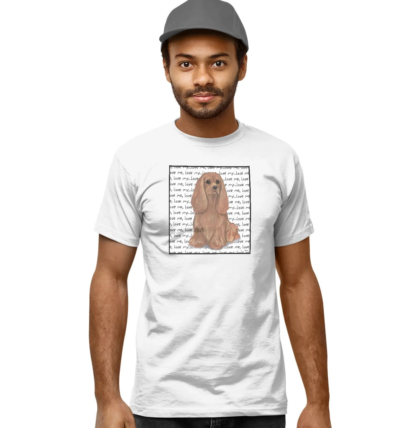 Ruby Cavalier King Charles Spaniel Love Text - Adult Unisex T-Shirt - Image 6