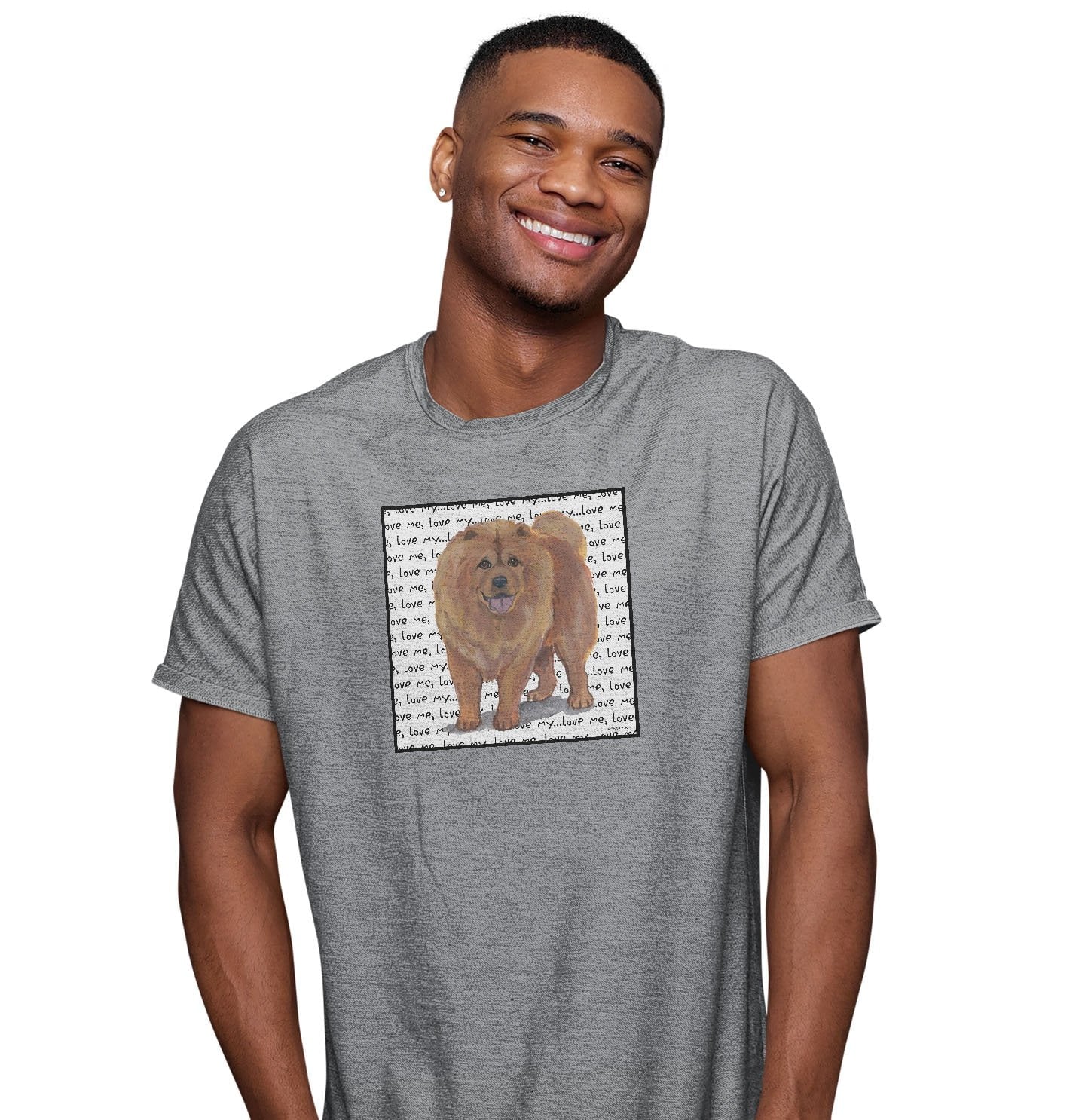 Chow Chow Love Text - Adult Unisex T-Shirt - Image 3