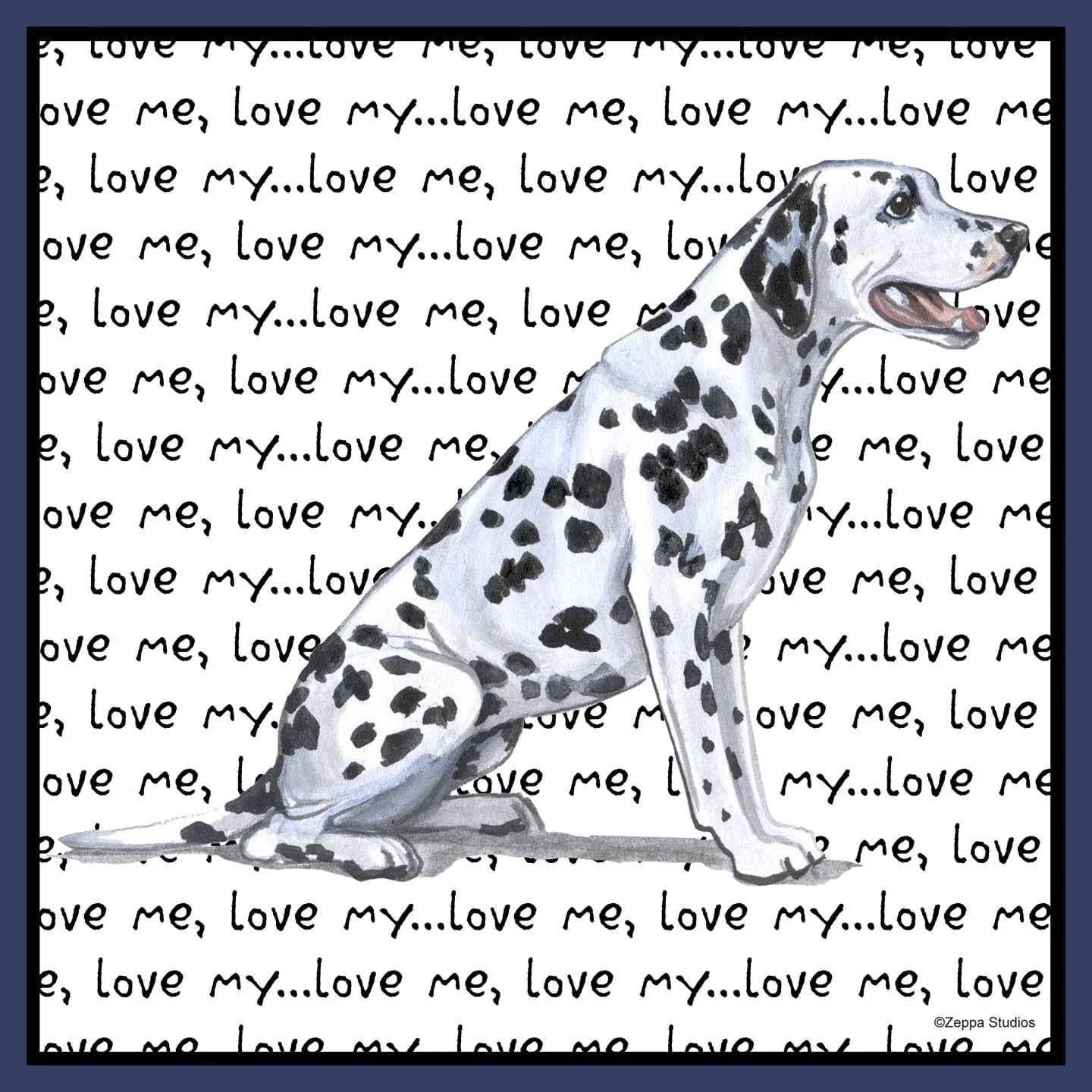 Dalmatian Love Text - Adult Unisex Hoodie Sweatshirt - Image 2