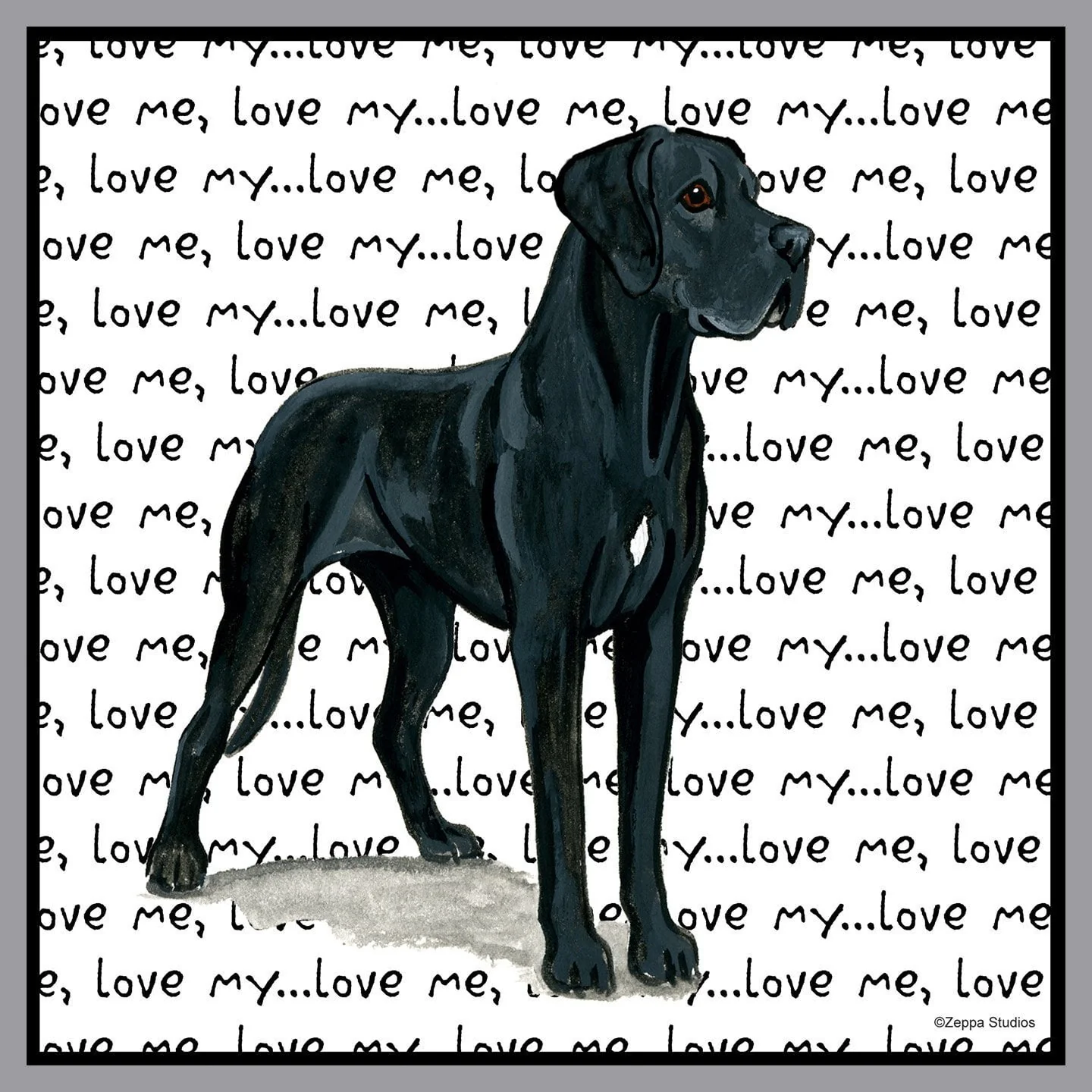 Great Dane (Natural Ears) Love Text - Adult Unisex Hoodie Sweatshirt - Image 2