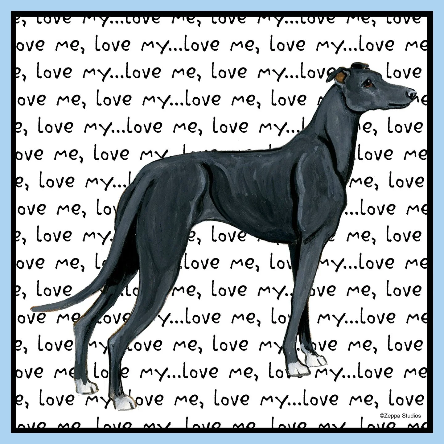 Black Greyhound Love Text - Adult Unisex T-Shirt - Image 2