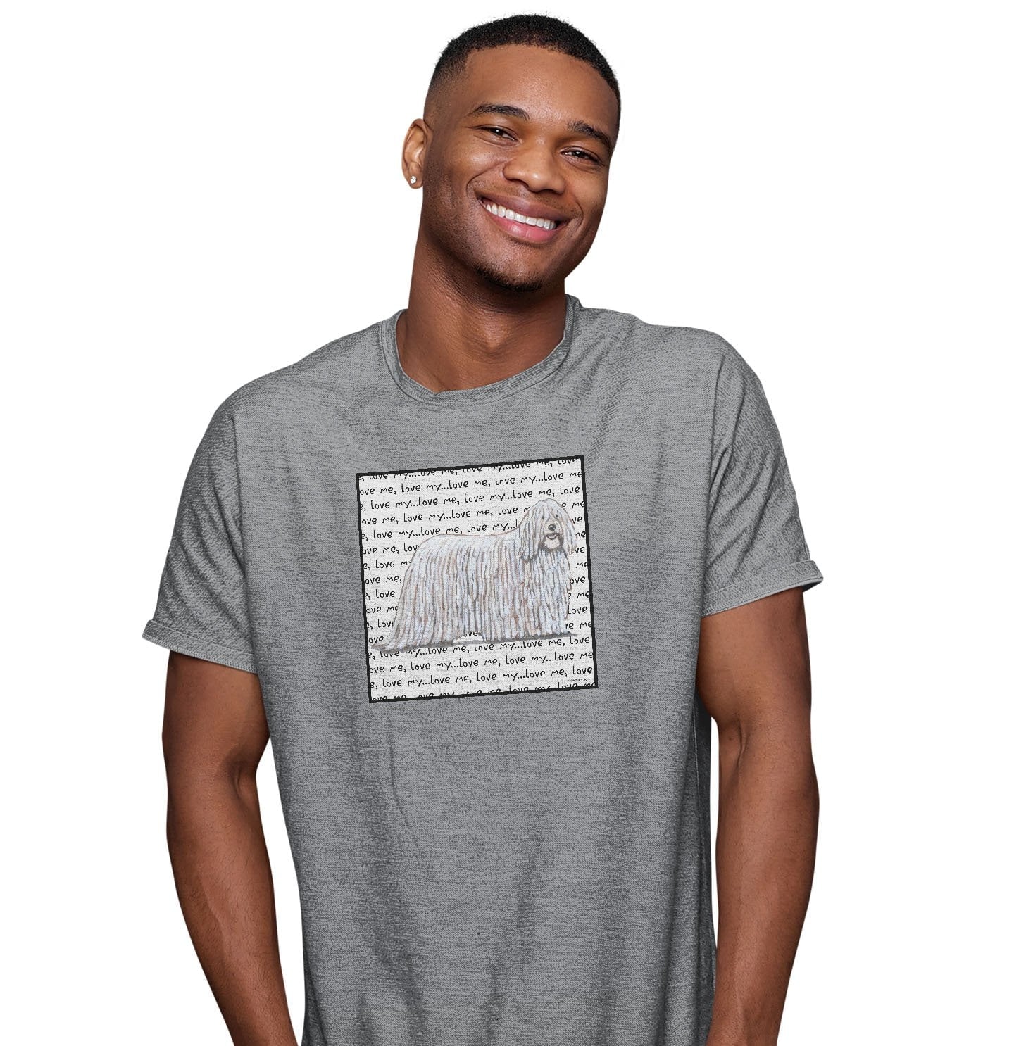 Komondor Love Text - Adult Unisex T-Shirt - Image 3