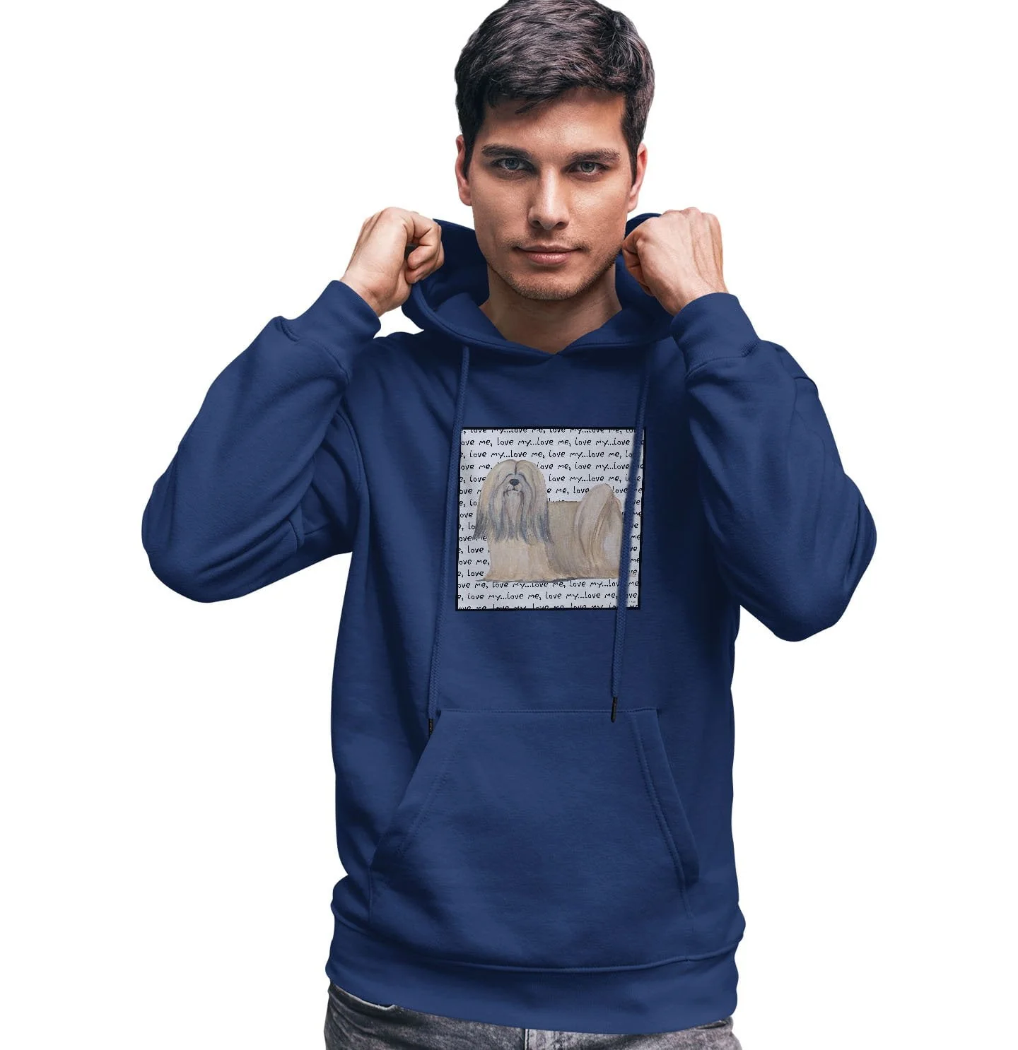 Lhasa Apso Love Text - Adult Unisex Hoodie Sweatshirt