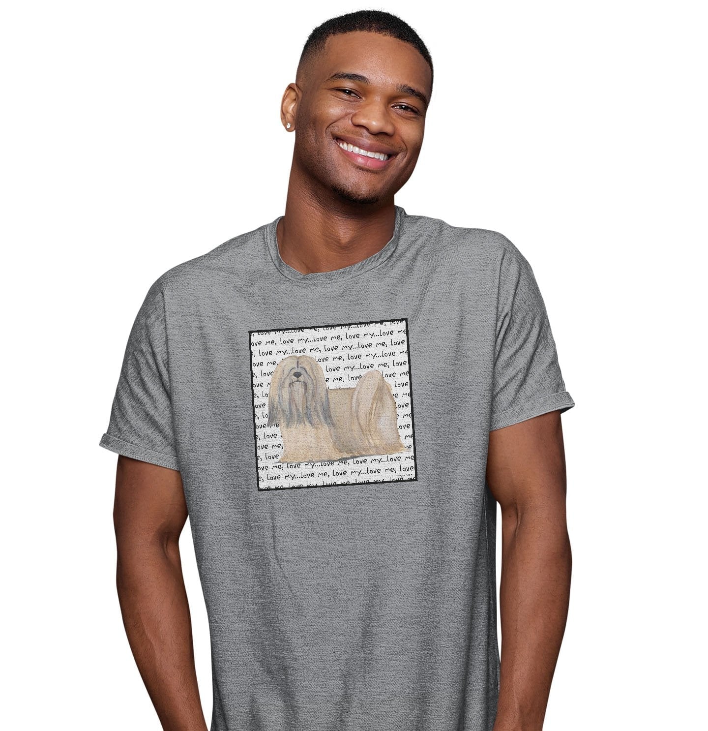 Lhasa Apso Love Text - Adult Unisex T-Shirt - Image 3