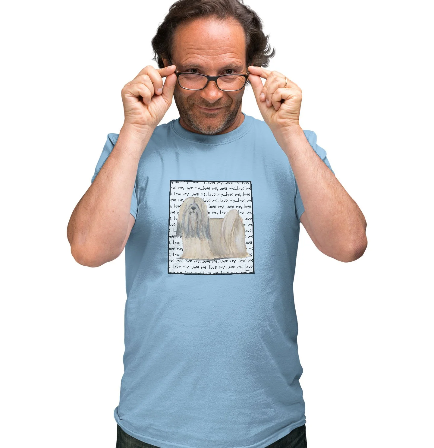 Lhasa Apso Love Text - Adult Unisex T-Shirt - Image 4