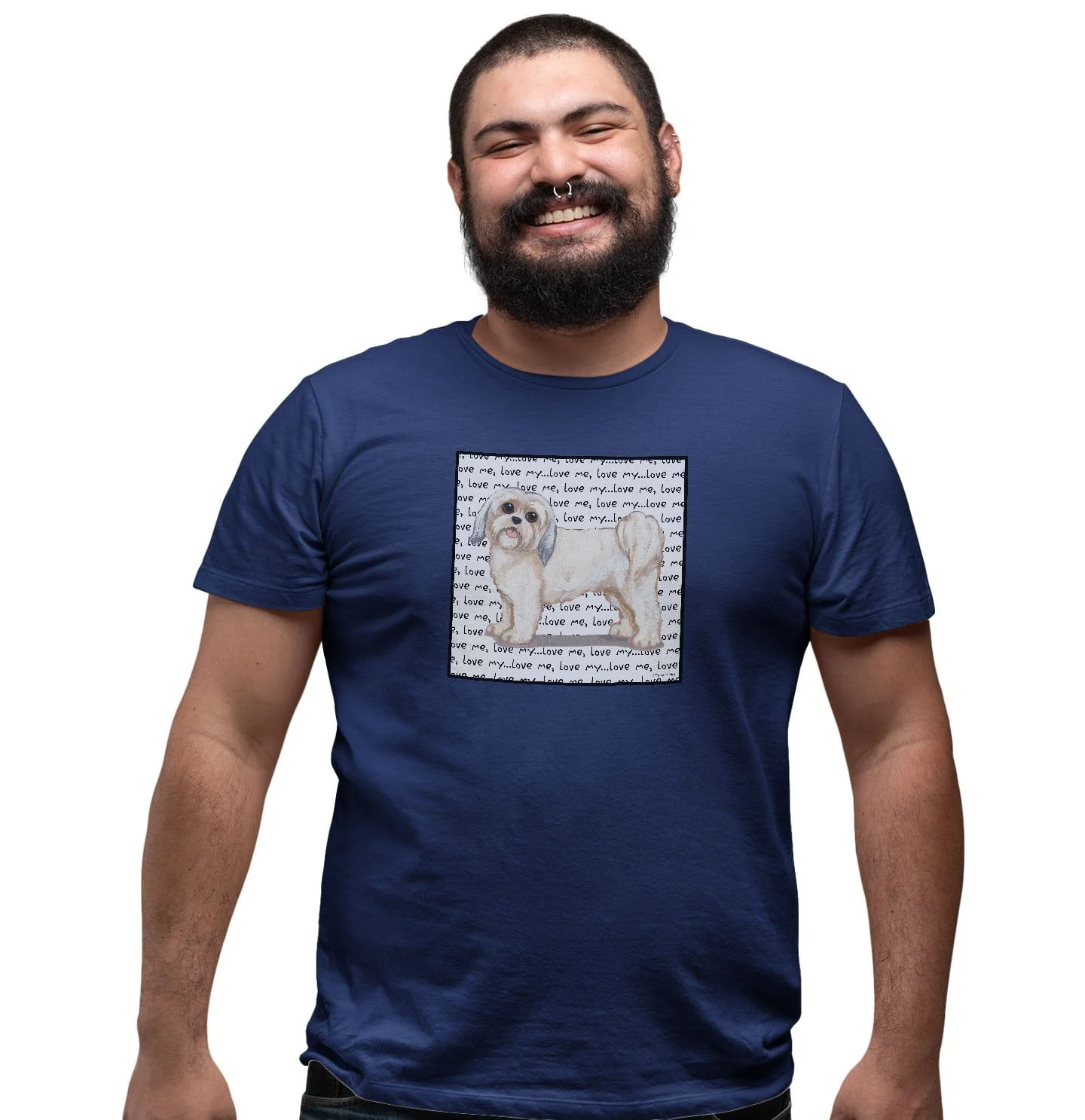 Short Haired Lhasa Apso Love Text - Adult Unisex T-Shirt
