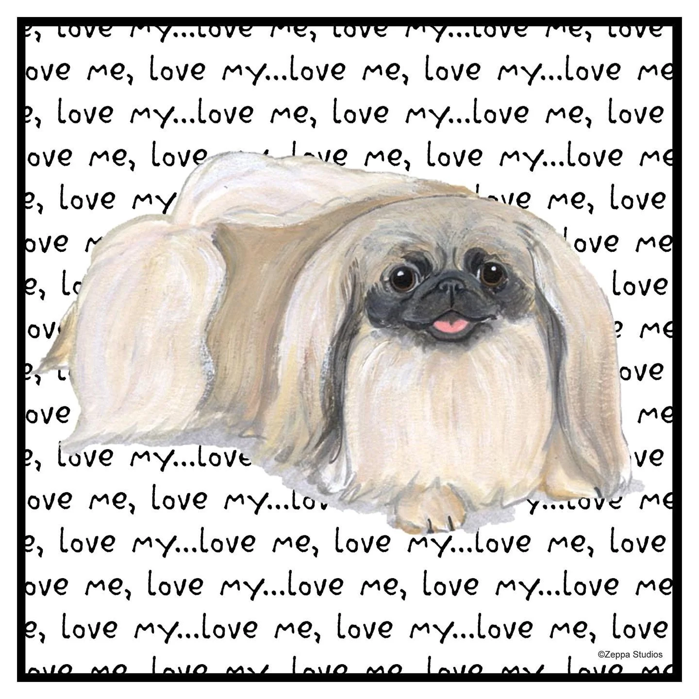 Pekingese Love Text - Adult Unisex T-Shirt - Image 2