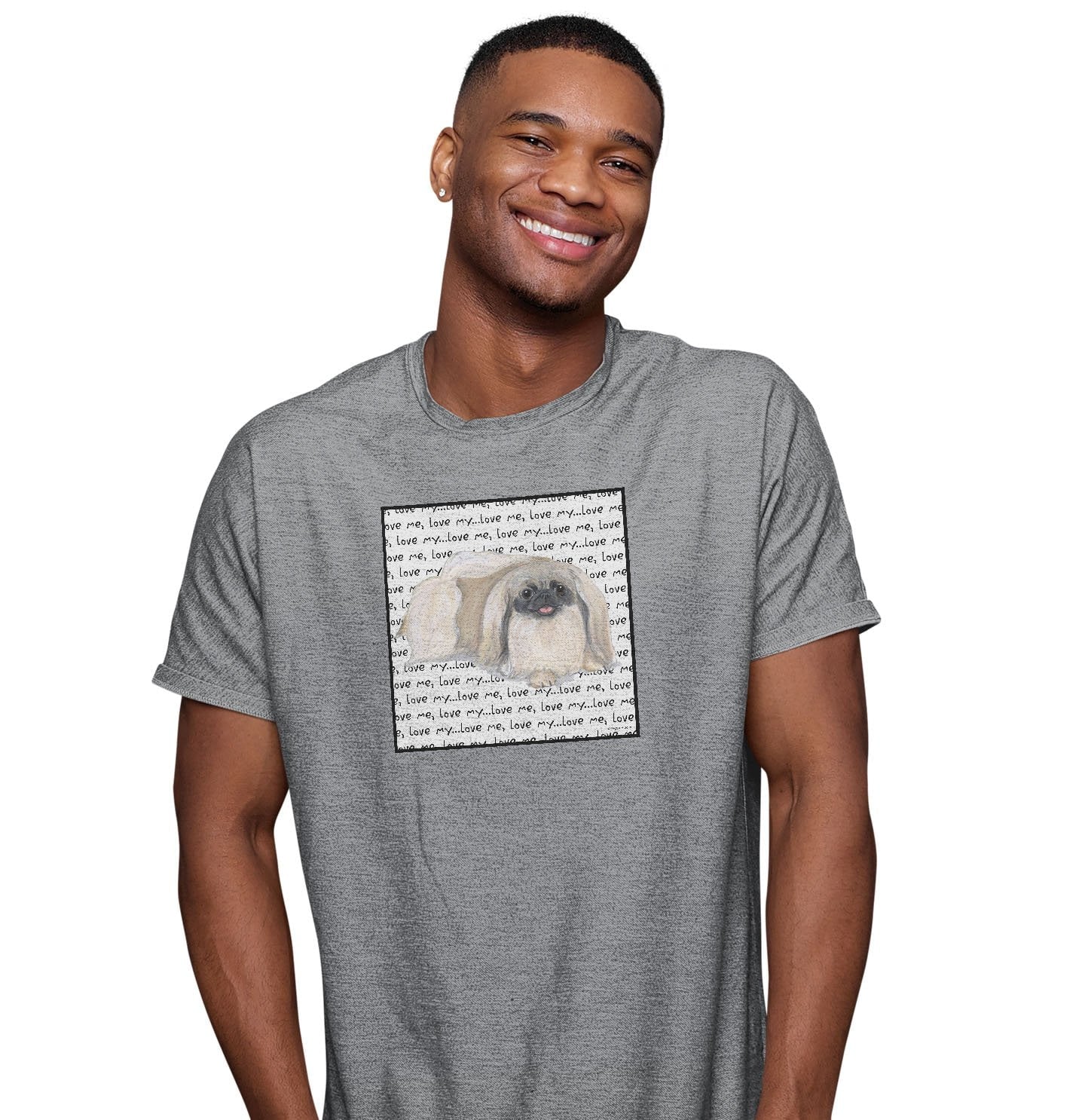 Pekingese Love Text - Adult Unisex T-Shirt - Image 3