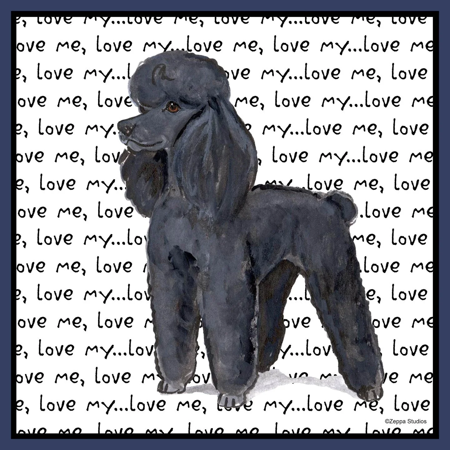 Black Poodle Love Text - Adult Unisex Hoodie Sweatshirt - Image 2