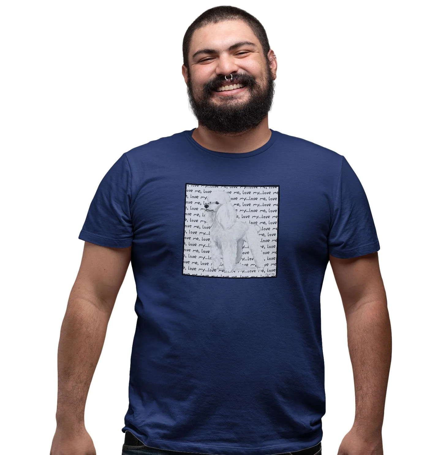 White Poodle Love Text - Adult Unisex T-Shirt - Image 5
