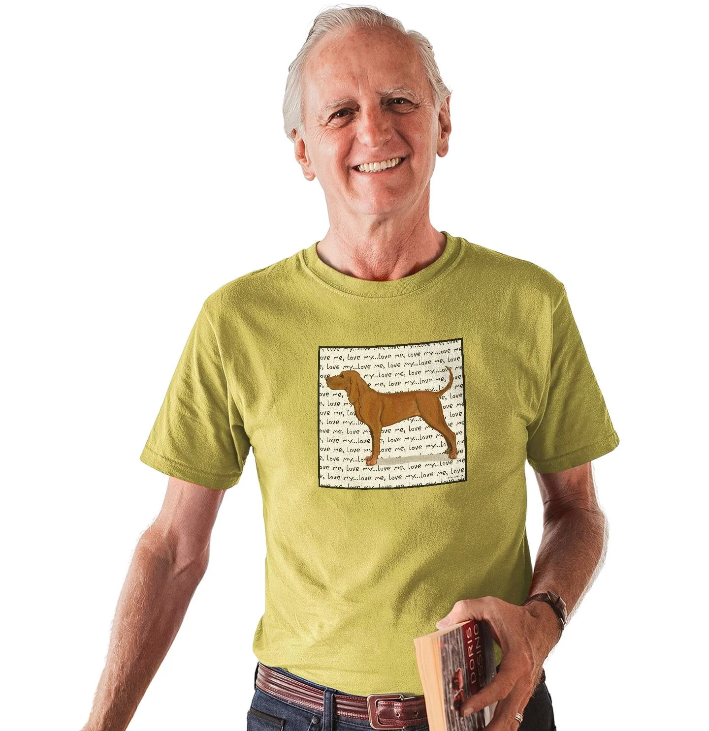 Redbone Coonhound Love Text - Adult Unisex T-Shirt - Image 5