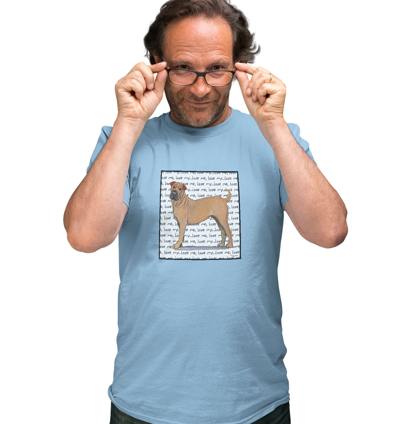 Chinese Shar-Pei Love Text - Adult Unisex T-Shirt - Image 3