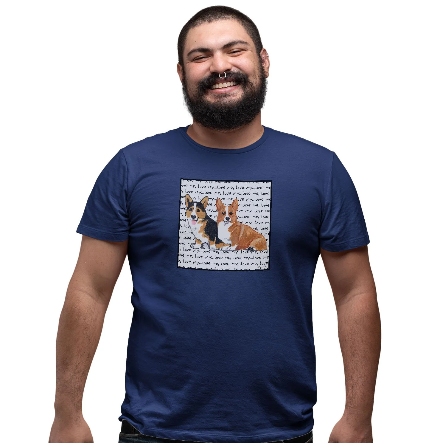Two Corgi Love Text - Adult Unisex T-Shirt - Image 4