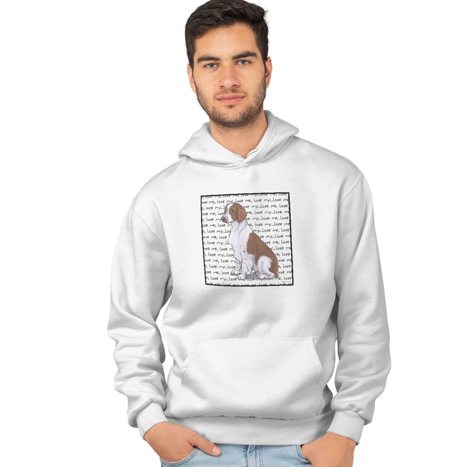 Welsh Springer Spaniel Love Text - Adult Unisex Hoodie Sweatshirt - Image 4
