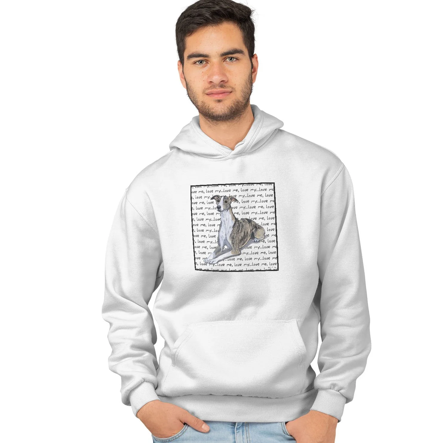 Whippet Love Text - Adult Unisex Hoodie Sweatshirt - Image 4