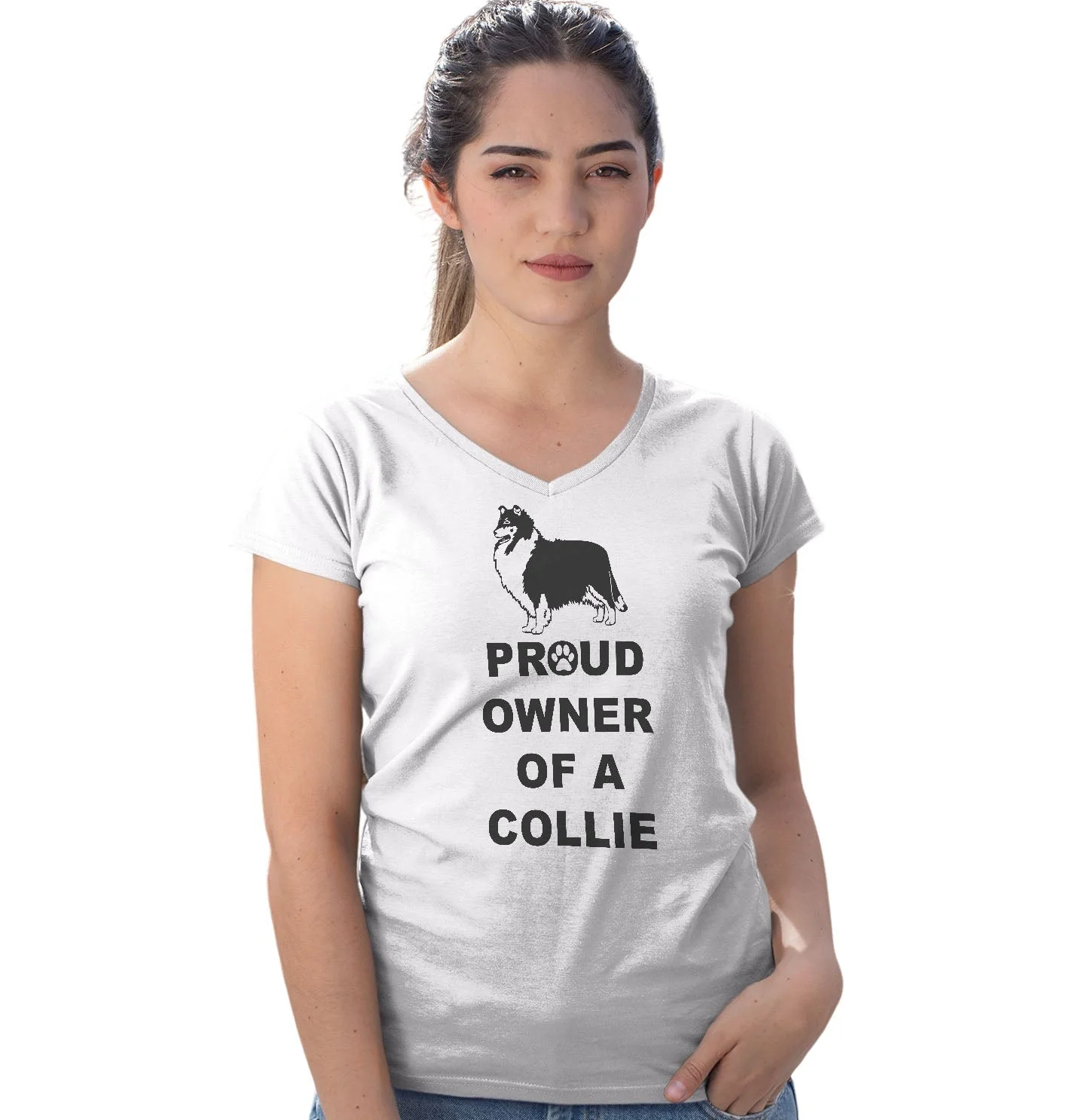 Rough Collie Proud Owner - Women's V-Neck T-Shirt - Image 3