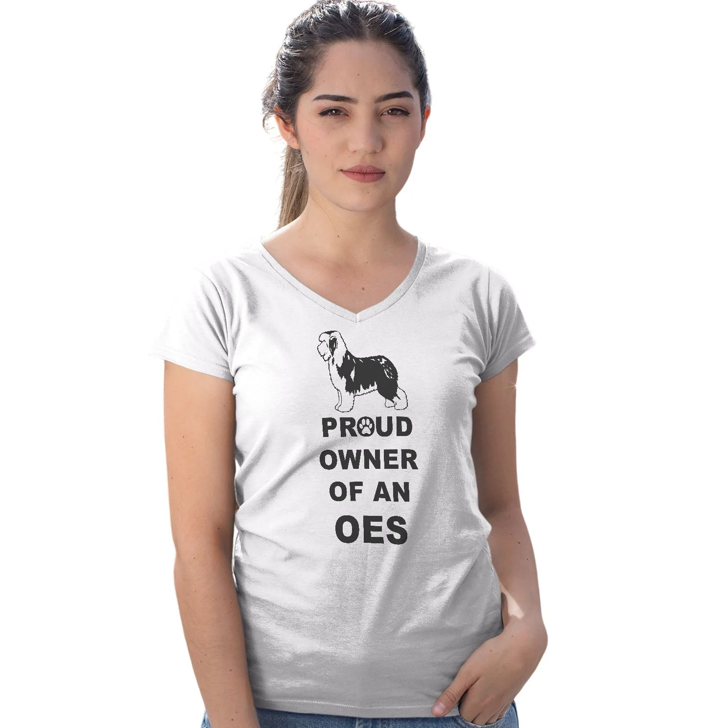 Old English Sheepdog Proud Owner - Women's V-Neck T-Shirt - Image 3