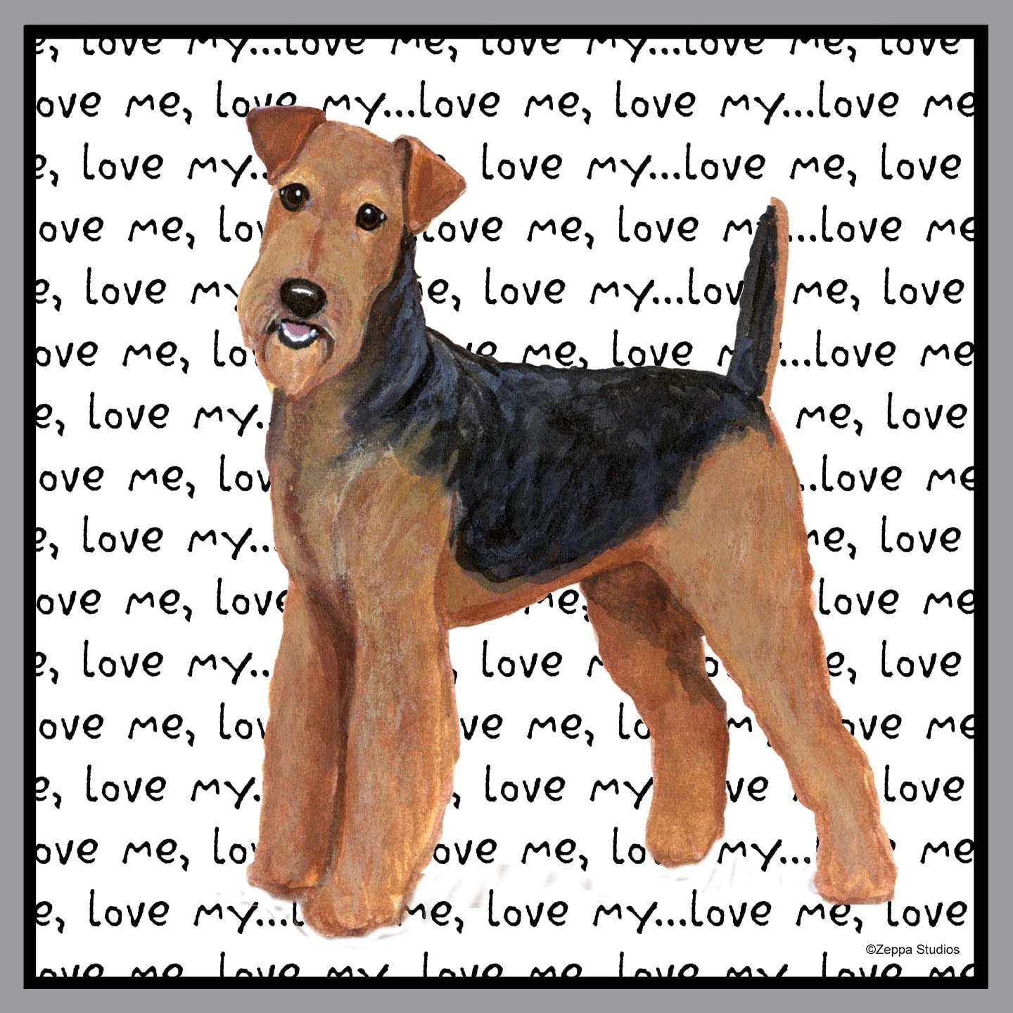 Airedale Terrier Love Text - Adult Unisex Crewneck Sweatshirt - Image 2