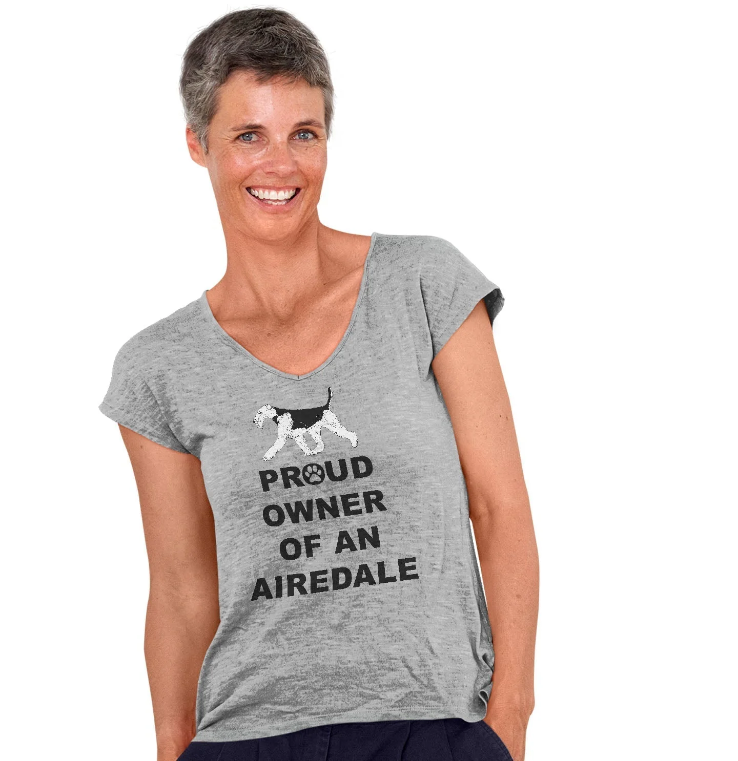 Airedale Terrier Proud Owner - Women's V-Neck T-Shirt - Image 3