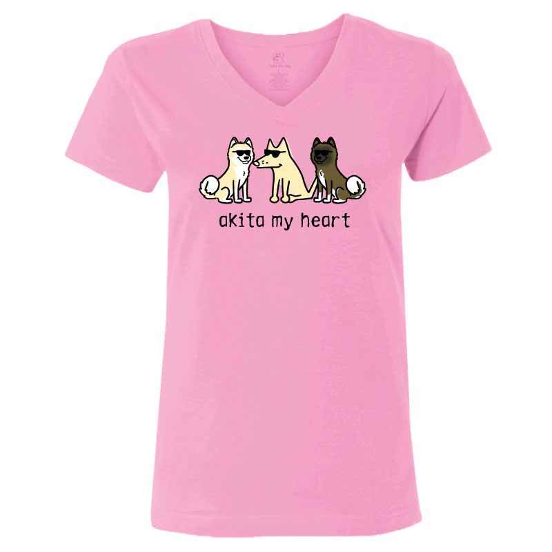Akita My Heart - Ladies T-Shirt V-Neck - Image 3